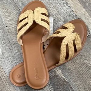 Elegant Tan and Cream Braided Sandals
